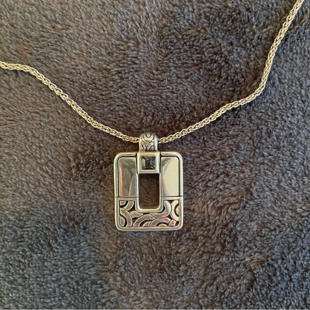 Brighton Bloc Haus Silver Necklace with Square Pendant